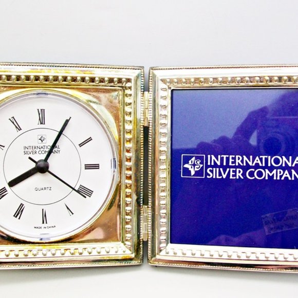 International Silverplate Clock Photo Frame Boxed - Picture 3 of 9